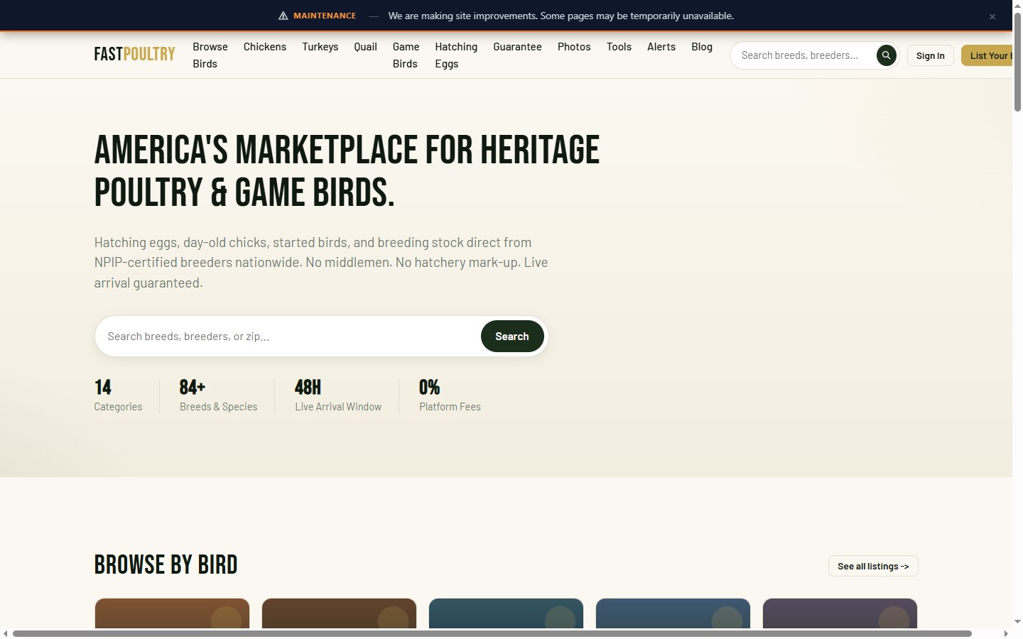fastpoultry.com live screenshot